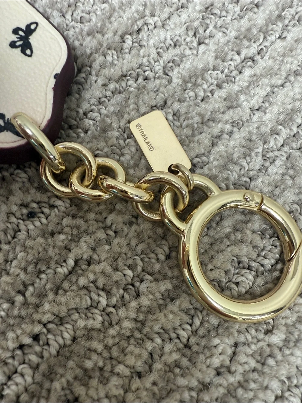 Coach White Butterfly Print Key Chain with Black Motif- NWOT